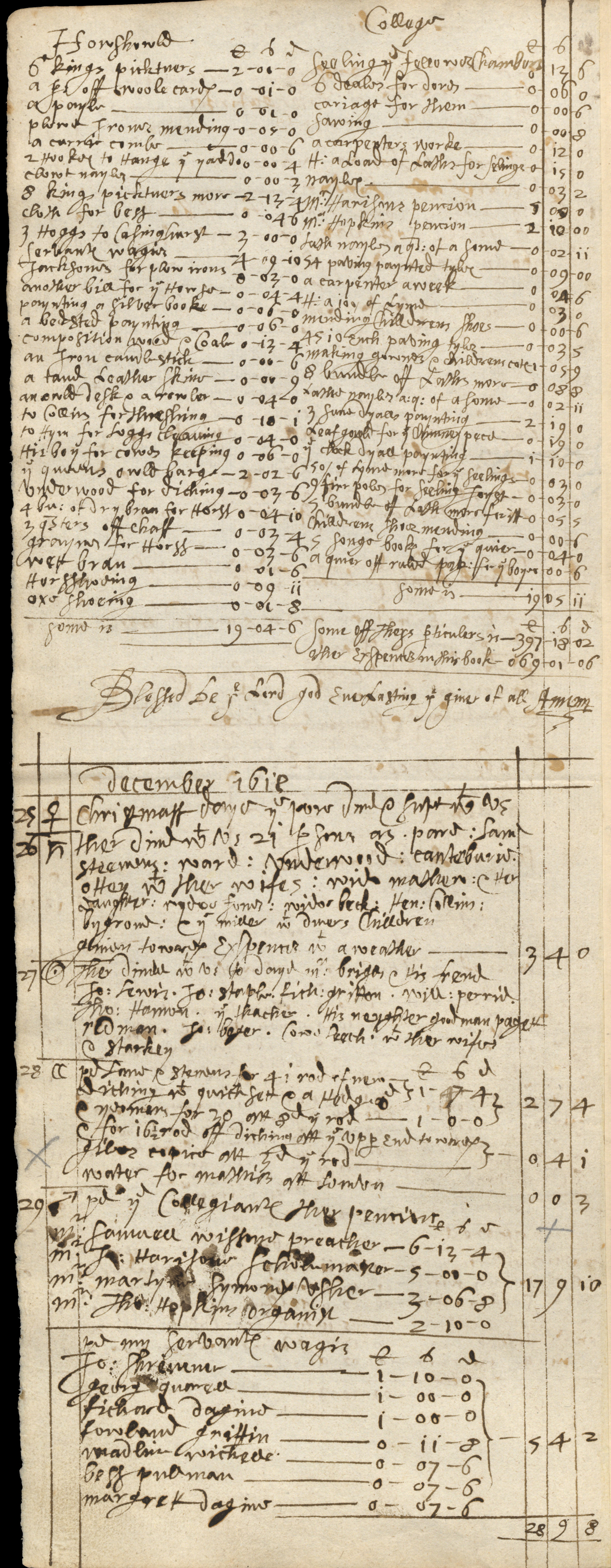 Hospitality was an important form of charity for all levels of early modern society. Some middling people might donate food to bread boxes in their local church, but others might also host neighbours within their own homes, providing food, company and warmth for those most in need. Charity was especially important around times of celebration and Christian holidays. During the Christmas of 1618, wealthy actor and businessman Edward Alleyn recorded an act of charity in his diary: ‘christmas daye the pore dined and supt with us’. Over the next two days (26 and 27 December), Alleyn hosted more dinners for his acquaintances and their families. He spent a total of £3 4s on hospitality over the festive period, a significant amount of money at the time.<br />
<br />
Edward Alleyn was keen to show his elite middling status through his acts of charity. In 1619, he founded a college on his estate in Dulwich, just outside London. This charitable school formed part of a series of buildings, including ‘a chapel, a schoolhouse and twelve almshouses’. The school was modelled on other charitable foundations of the day, such as Charterhouse School, opened by Thomas Sutton a few years earlier in Farringdon, London. Alleyn’s accounts record the large sums of money he spent on the school and its pupils, from clothing to events.<br />
<br />
Edward Alleyn’s charitable hosting was likely an extravagant affair, but less wealthy middling individuals would follow a similar principle, using celebrations such as Christmas to offer hospitality and so demonstrate their Christian compassion to those less fortunate.